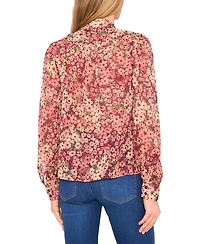 CeCe Women's Long Sleeve Open Collar Blouse