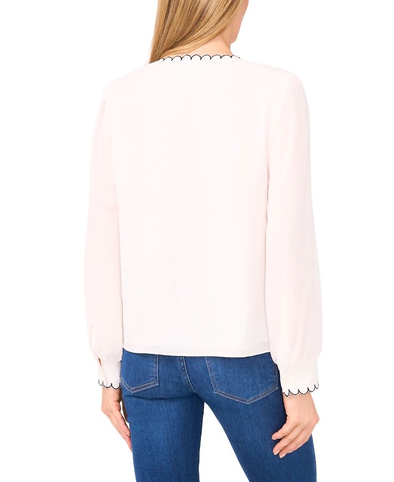 CeCe Women's Long Sleeve Button Down Top