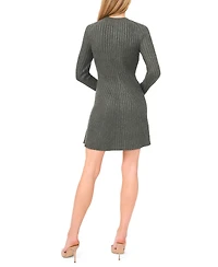 CeCe Women's Long Sleeve Ribbed Sweater Dress