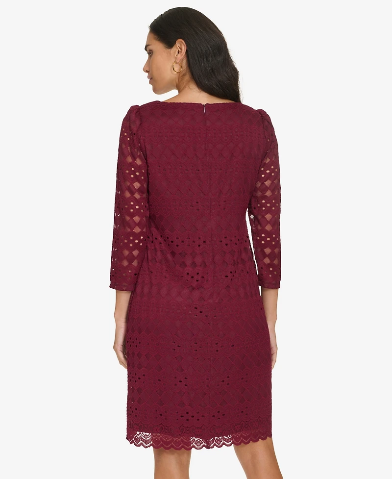 Jessica Howard Petite Lace 3/4-Sleeve Shift Dress