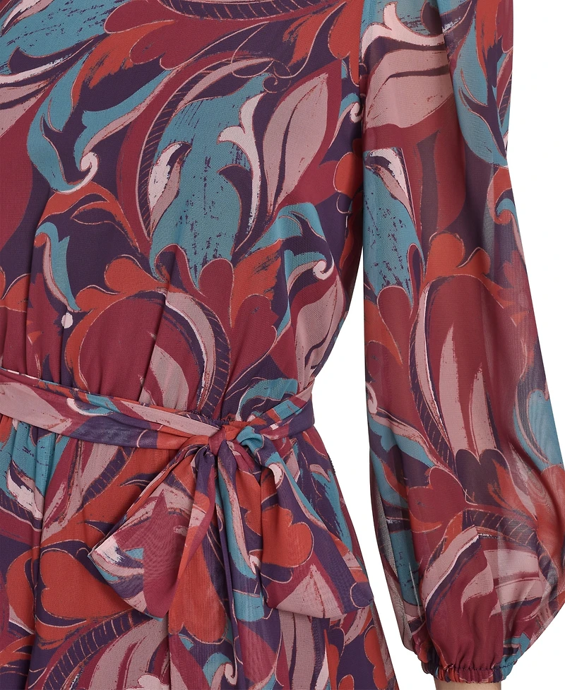 Jessica Howard Petite Printed Fit and Flare Chiffon Dress