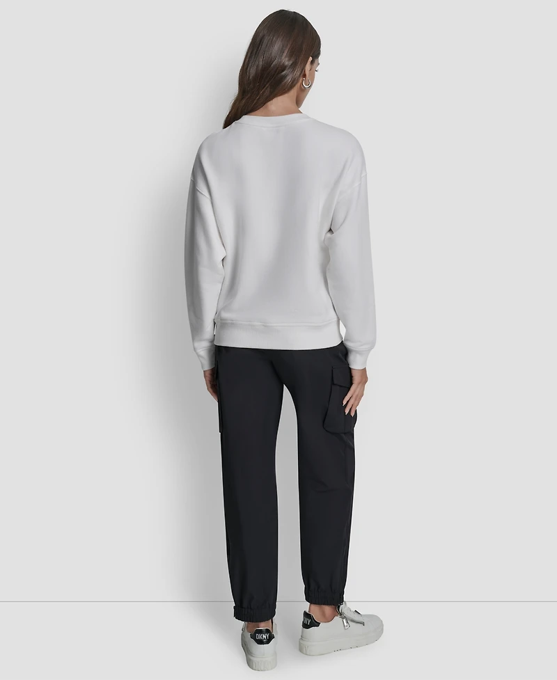 Dkny Jeans Women's Rhinestone Crew Neck Sweatshirt