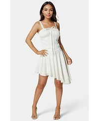 Bebe Women's Asymmetric Satin Midi Skirt