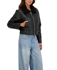 Sebby Collection Women's Cropped Faux Shearling Jacket
