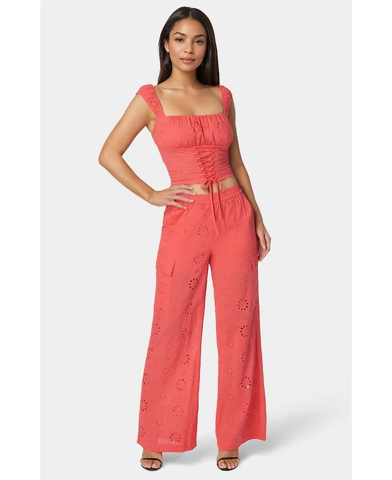 Bebe Women's Eyelet Lace Up Corset