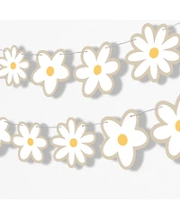 Big Dot of Happiness Tan Daisy Flowers Garland Banner, 30 Feet Cord, 15 Double-Sided Daisies