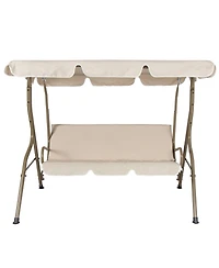 Slickblue Patio Deck Glider Swing with Canopy for Outdoor Porch Seating and Shade