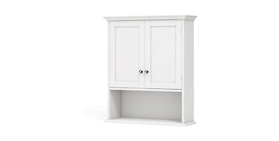 Wall-Mounted Bathroom Medicine Cabinet with Open Storage Shelf for Easy Access