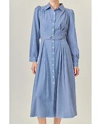 English Factory Women's Striped Shirt Midi Dress