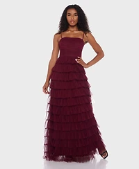 B Darlin Junior's Spaghetti Strap Square Neck Ruffle Dress