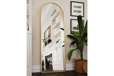 Antok Full Length Mirror, 58"x18" Floor Mirror, Arch Floor Standing Mirror Freestanding Arch Full Body with Stand for Bedroom, Hanging Mount