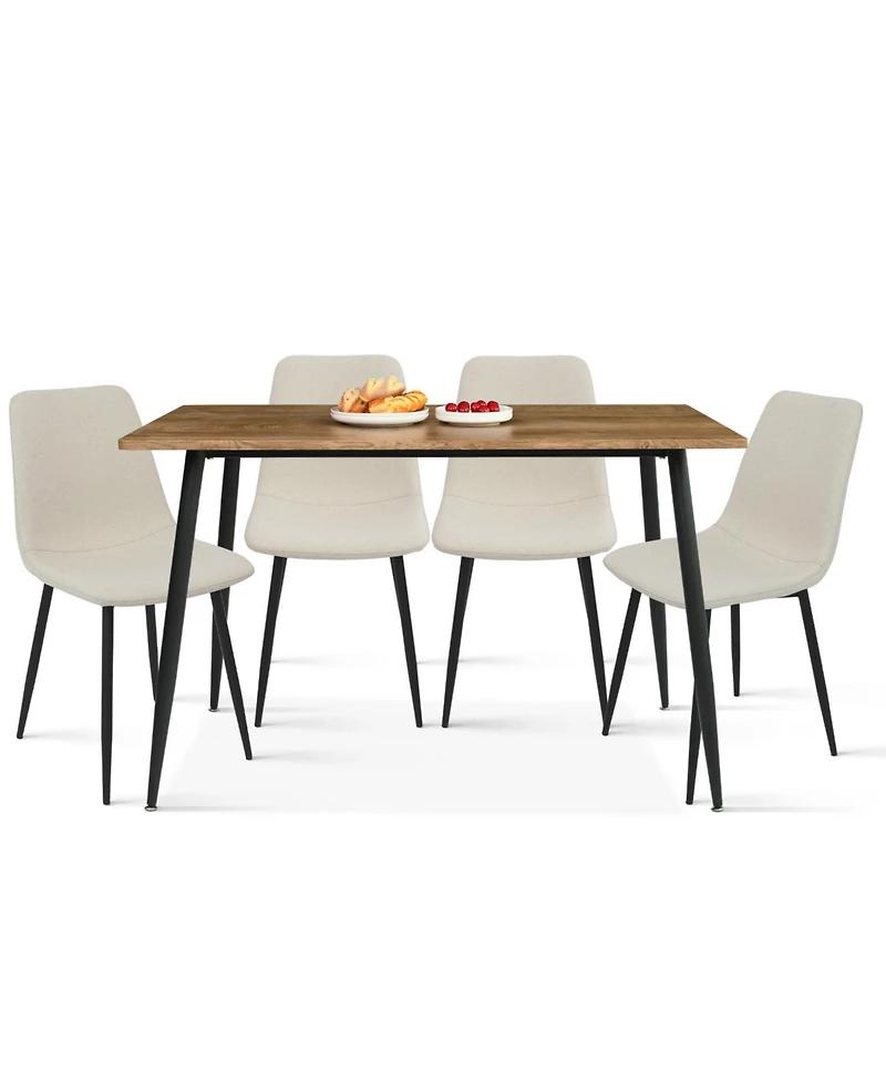 Maison Boucle Modern 4-Piece Dining Set with 47" x 27" Rectangular Table, 19" Seat Height, 4 Upholstered Chairs, Compact, Stylish, Easy Assembly-Maiso