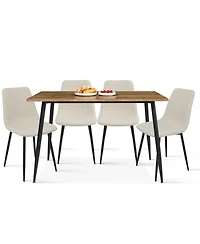 Maison Boucle Modern 4-Piece Dining Set with 47" x 27" Rectangular Table, 19" Seat Height, 4 Upholstered Chairs, Compact, Stylish, Easy Assembly-Maiso
