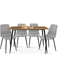 5-Piece Dining Set with 47" Rectangular Table and 4 Upholstered Chairs, Kitchen for 4, Compact Small Space-Maison Boucle