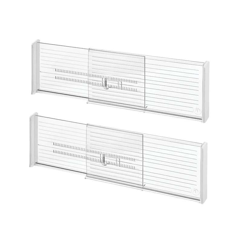 iDesign Recycled Plastic Adjustable Drawer Dividers - Set of 2 - Clear