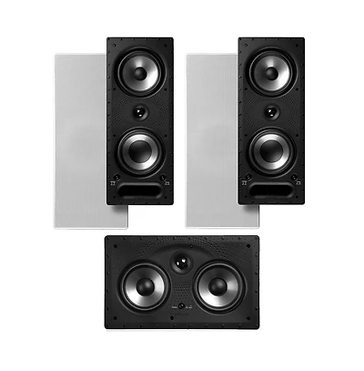 Polk Audio 265-rt 3 Way Vanishing In Wall Speakers and 255c-rt Center Channel Speaker Bundle (White)