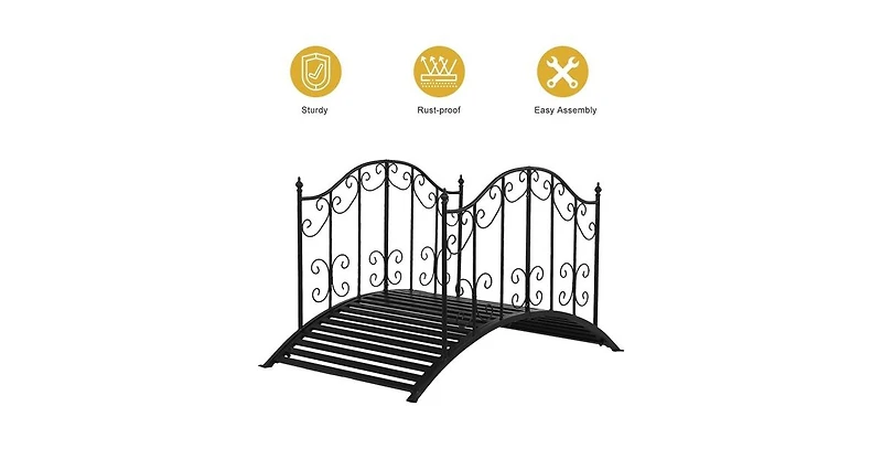 Slickblue Sturdy Outdoor Rust-Proof Metal Arch Garden Bridge for Durable Landscaping