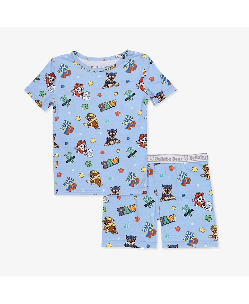 Bellabu Bear Unisex Paw Patrol: Varsity Blue Kids 2-Piece Short Sleeve & Shorts Pajama Set