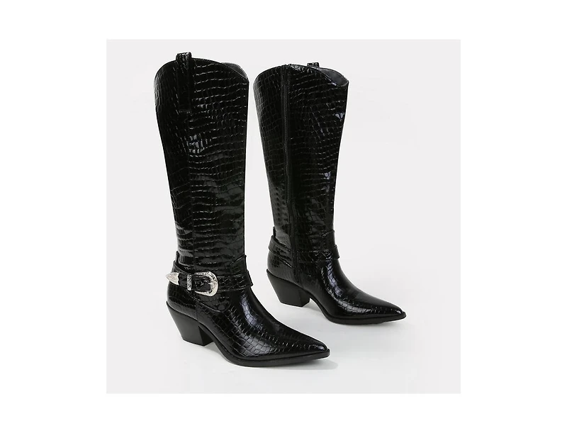 Berness Tristen Croco-Print Western Boots