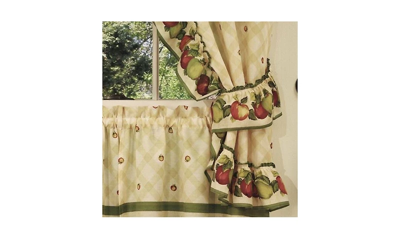 GoodGram Apple Blossom Complete 5 Piece Kitchen Curtain Tier & Swag Set - 58 in. W x 24 in. L