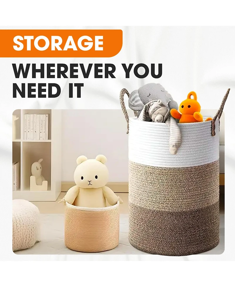 Cheer Collection Large Laundry Hamper (15x19.7") - 3 Tone Tan