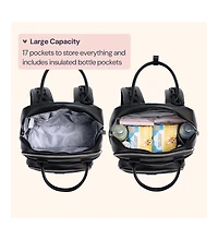 BabbleRoo Premium Faux Leather Diaper Bag Backpack Spacious & Stylish Nappy Organizer Light Brown