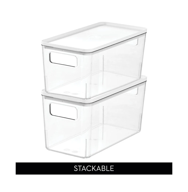 iDesign Pantry Bin with Lid for Kitchen - Set of 3 - Clear/White