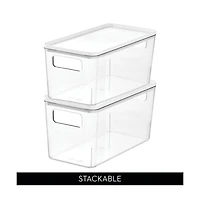 iDesign Pantry Bin with Lid for Kitchen - Set of 3 - Clear/White