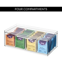 iDesign Stackable 4-Section Tea Storage Drawer for Countertop - Clear