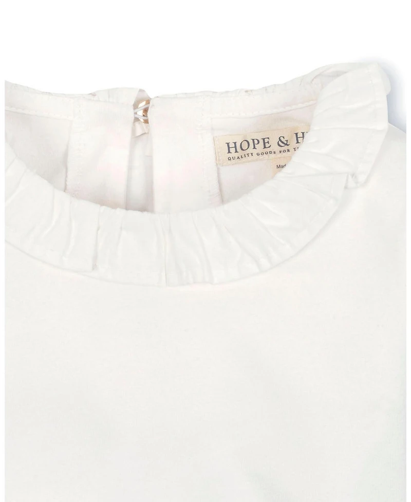 Hope & Henry Little and Big Girls' Organic Long Sleeve Ruffle Collar Knit Top