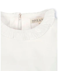 Hope & Henry Little and Big Girls' Organic Long Sleeve Ruffle Collar Knit Top