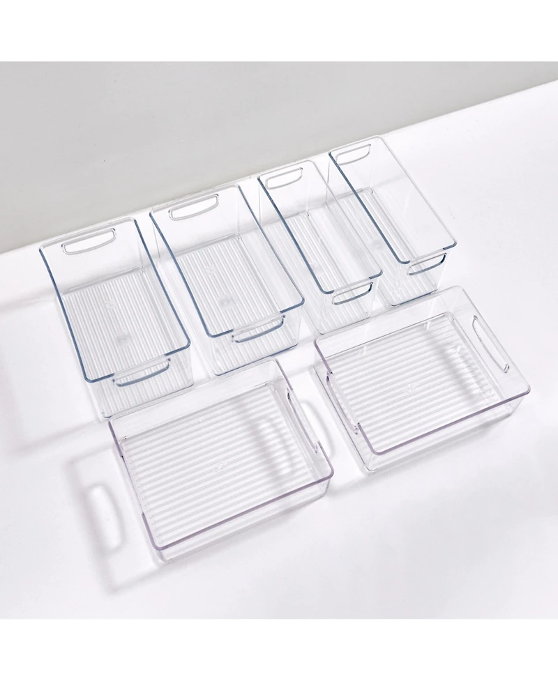 iDesign Plastic Stackable Pantry Bins with Handles, 6 Pack, Clear, Made in Usa
