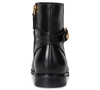Lauren Ralph Women's Brooke Ii Stacked Leather Heel Booties