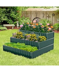 3-Tier Raised Garden Bed,47" x 47" 24" Metal Outdoor Elevated Planter Box