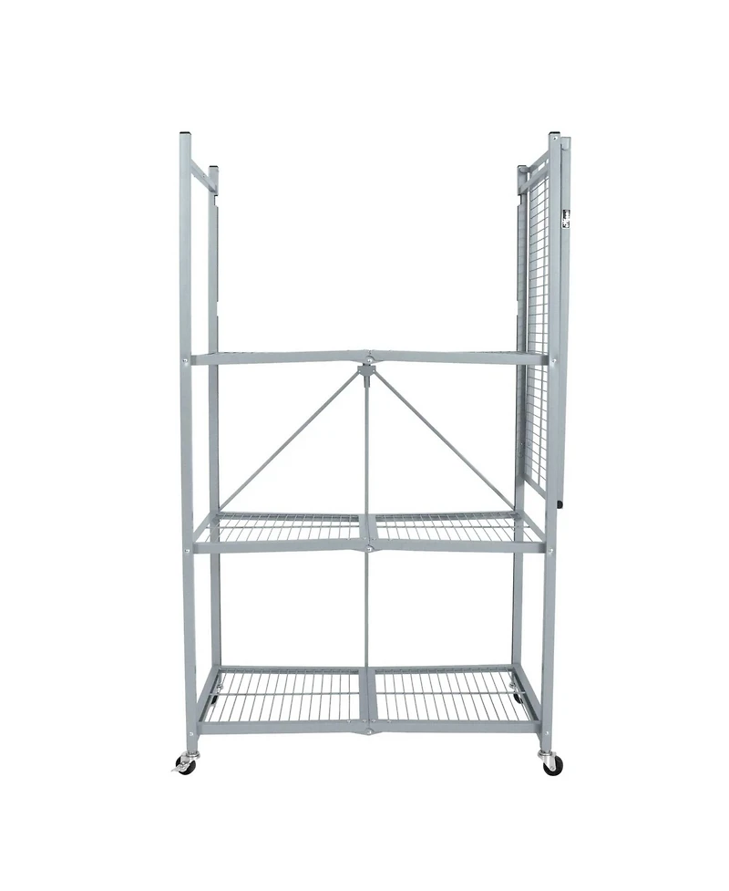 Origami R5 Foldable 4 Tier Storage Rack w/ Wheels, Pewter, Certified Refurbished