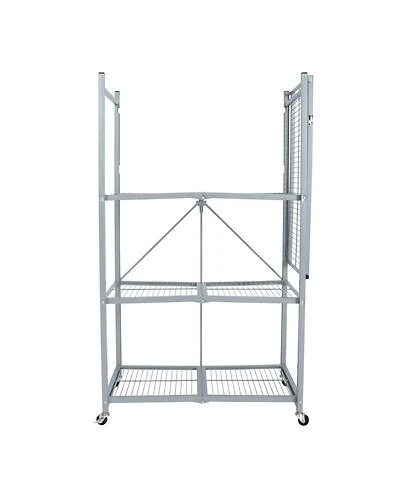Origami R5 Foldable 4 Tier Storage Rack w/ Wheels, Pewter, Certified Refurbished