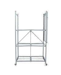 Origami R5 Foldable 4 Tier Storage Rack w/ Wheels, Pewter, Certified Refurbished