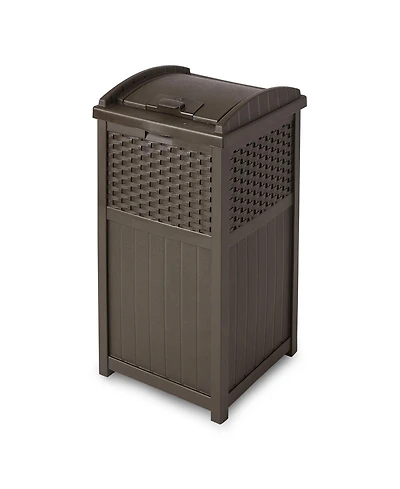 Suncast GHW1732 Trashcan Hideaway Outdoor 33 Gallon Garbage Waste Bin, Brown