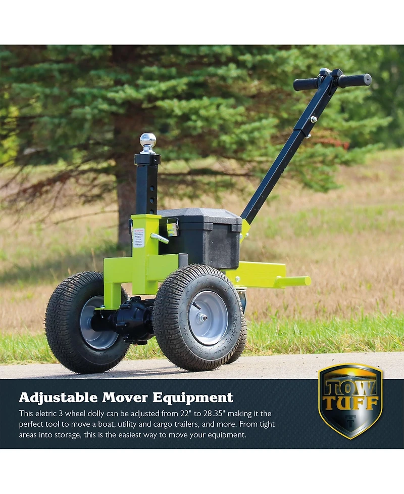 Tow Tuff Tmd-35ETD8 Adjustable 3500 Lbs Capacity Electric Trailer Dolly, Green