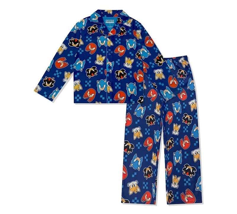 Sonic Little and Big Boys 2-Piece Coat Style Top Pants Pajama Set