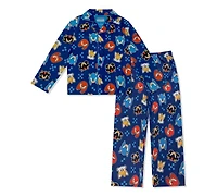 Sonic Little and Big Boys 2-Piece Coat Style Top Pants Pajama Set