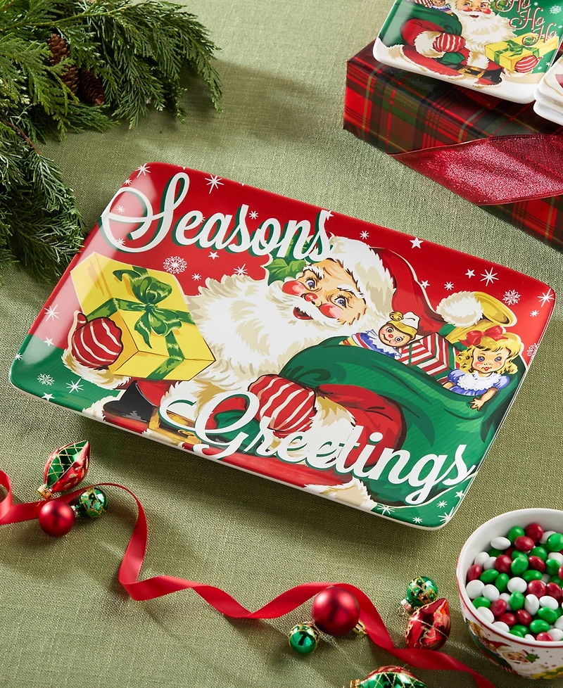 Certified International Santa's Retro Christmas Rectangular Platter