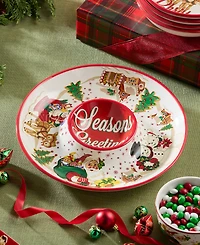 Certified International Santa's Retro Christmas Chip Dip Platter