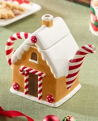 Certified International Santa's Retro Christmas 3-d Gingerbread Teapot