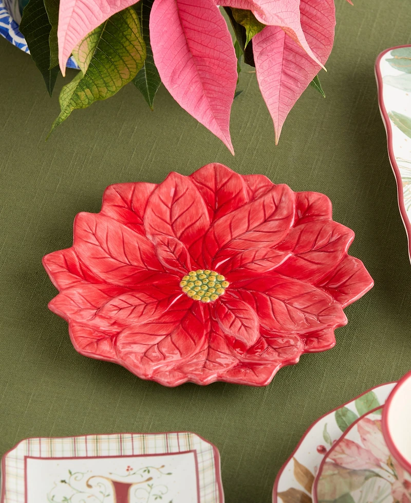 Certified International Winter Blooms 3-d Poinsettia Platter