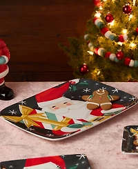Certified International Christmas Whimsy Santa Rectangular Platter