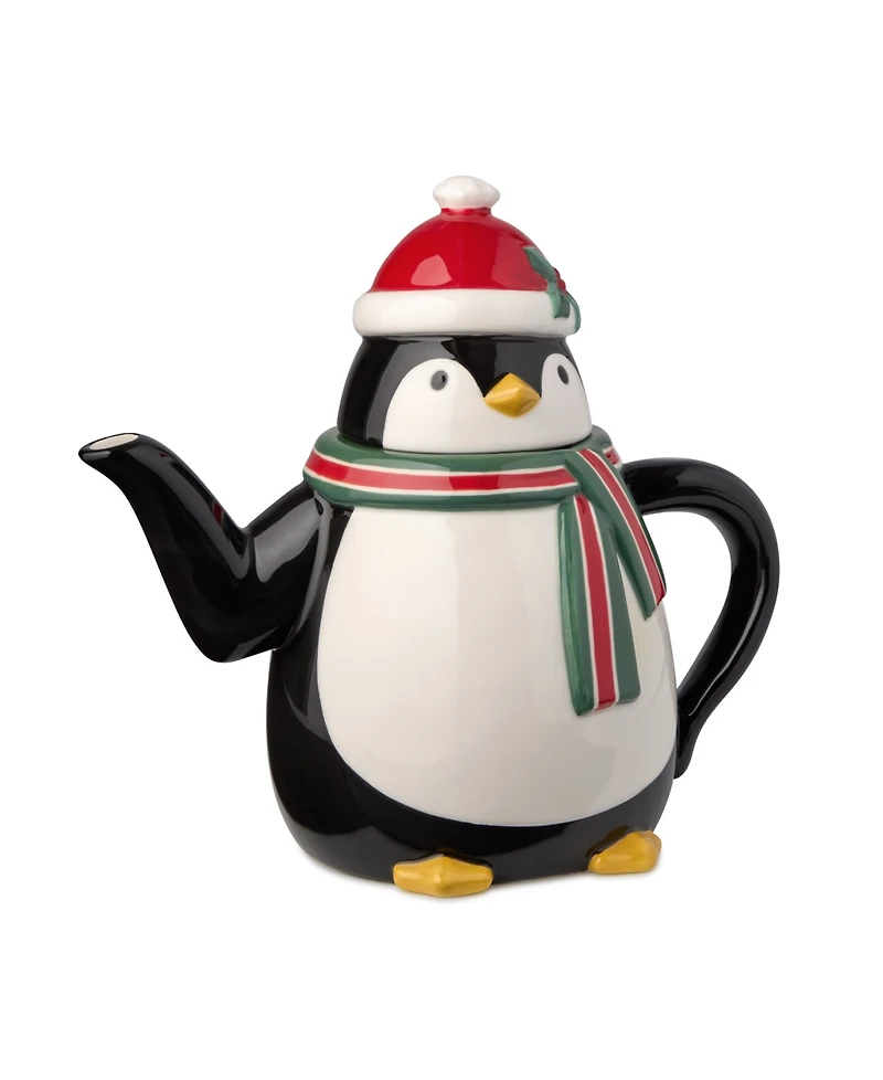 Certified International Christmas Whimsy Penguin 3-d Teapot