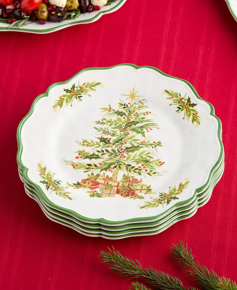 Certified International Holly Tree Melamine Dinner Plates, Set of 4