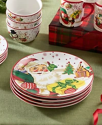 Certified International Santa's Retro Christmas Dinner Plates, Set of 4