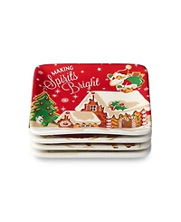 Certified International Santa's Retro Christmas Canape Plates, Set of 4